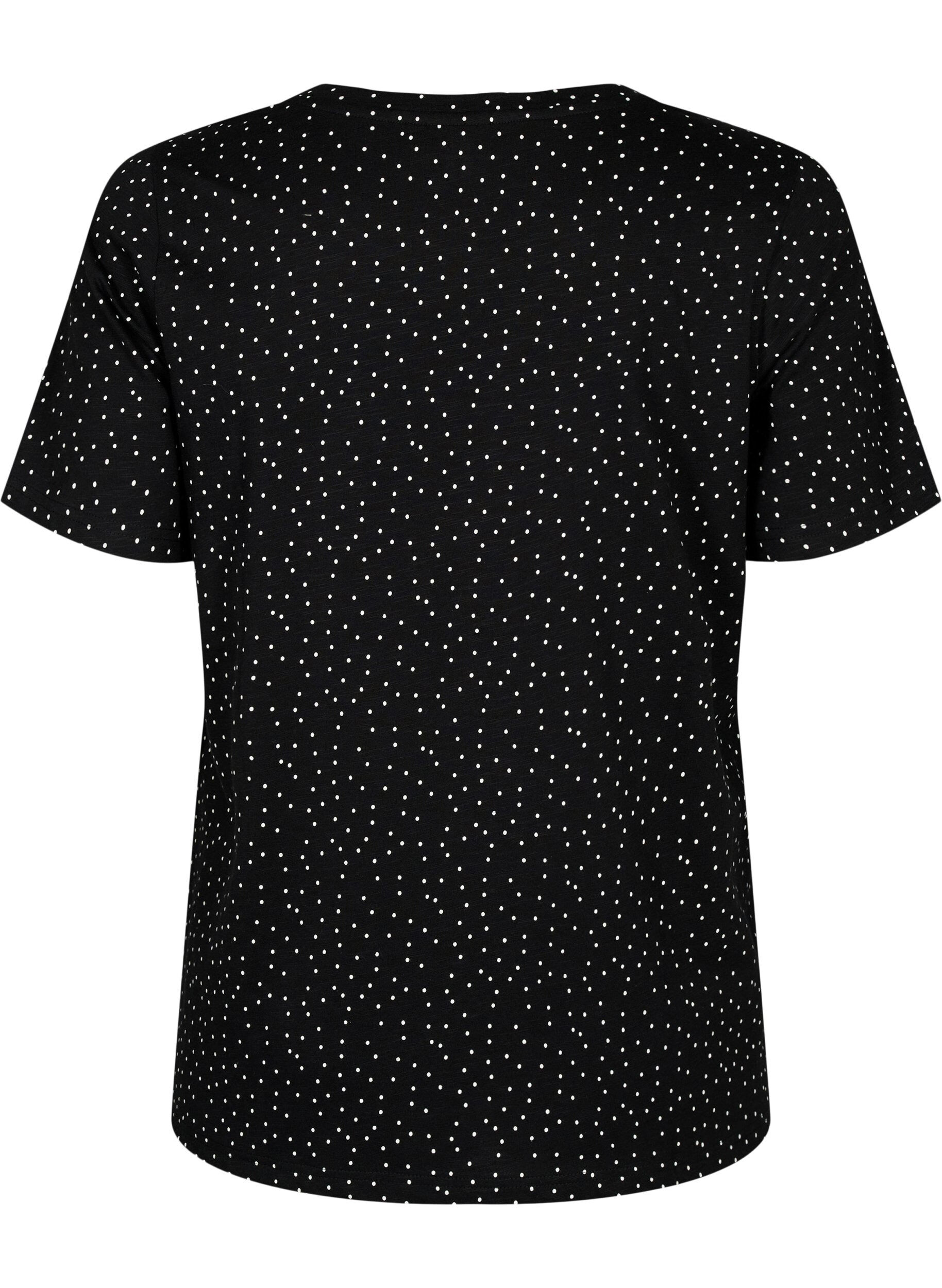 ZizziT-Shirt aus Bio-Baumwolle mit Punktmuster	, Schwarz, Packshot image number 1