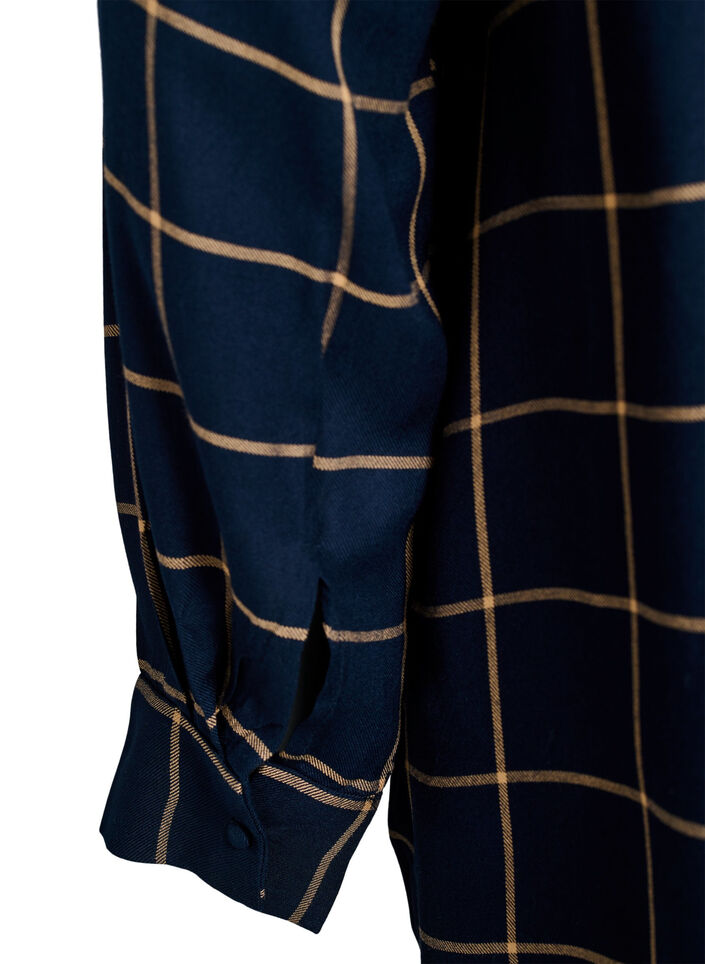 Karierte Oversize-Bluse aus Baumwolle, Blau, Packshot image number 3