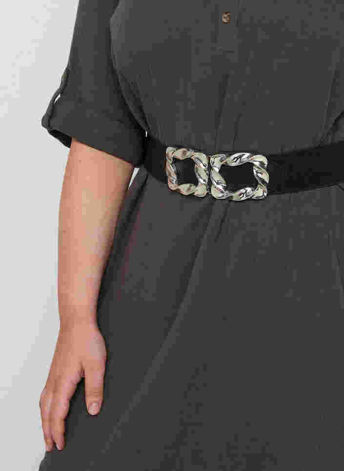 Elastischer Taillengürtel mit Silberspange, Silver, Model image number 1