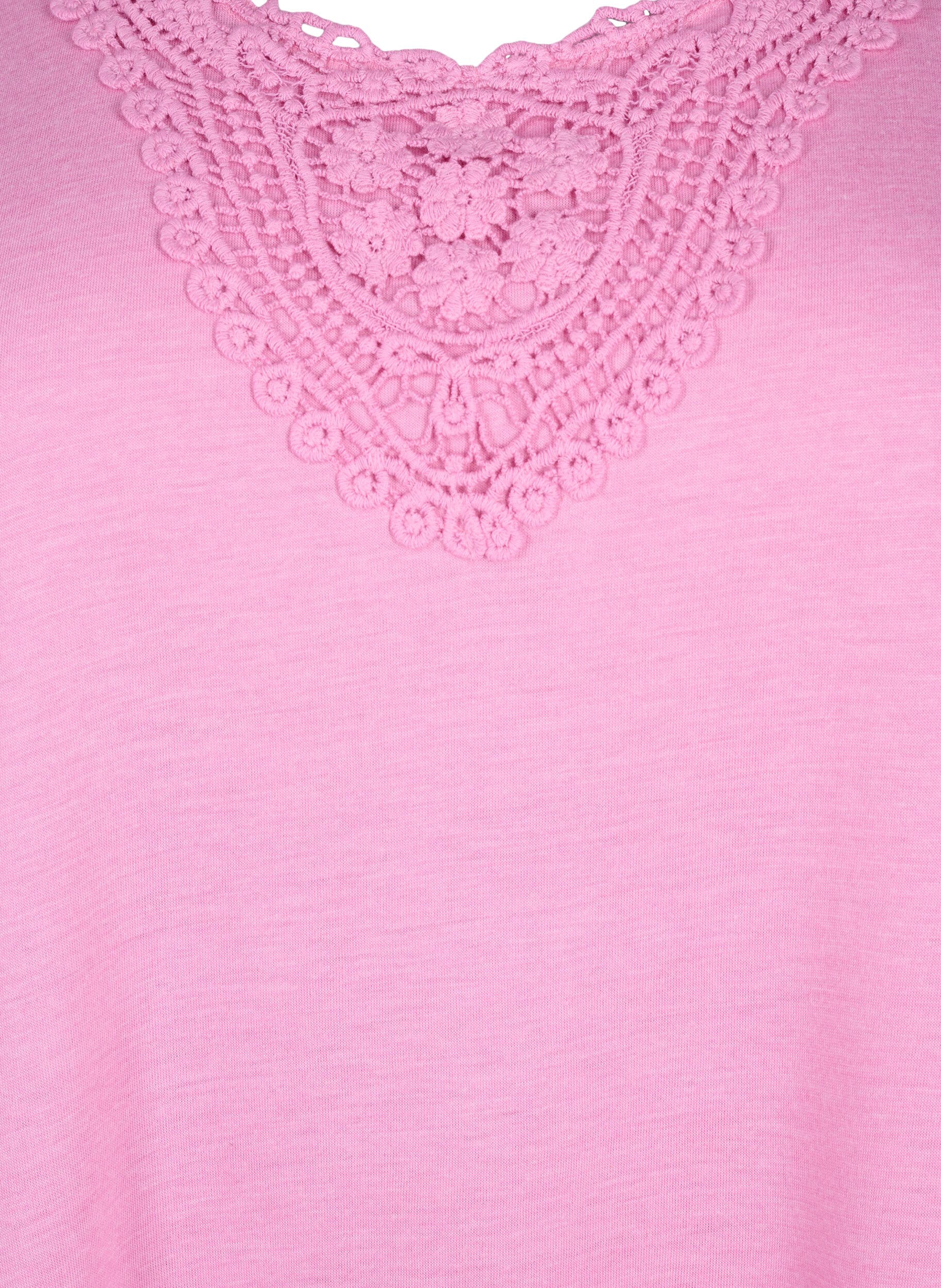 Zizzi&Auml;rmelloses Top mit Spitze, Rosebloom, Packshot image number 2