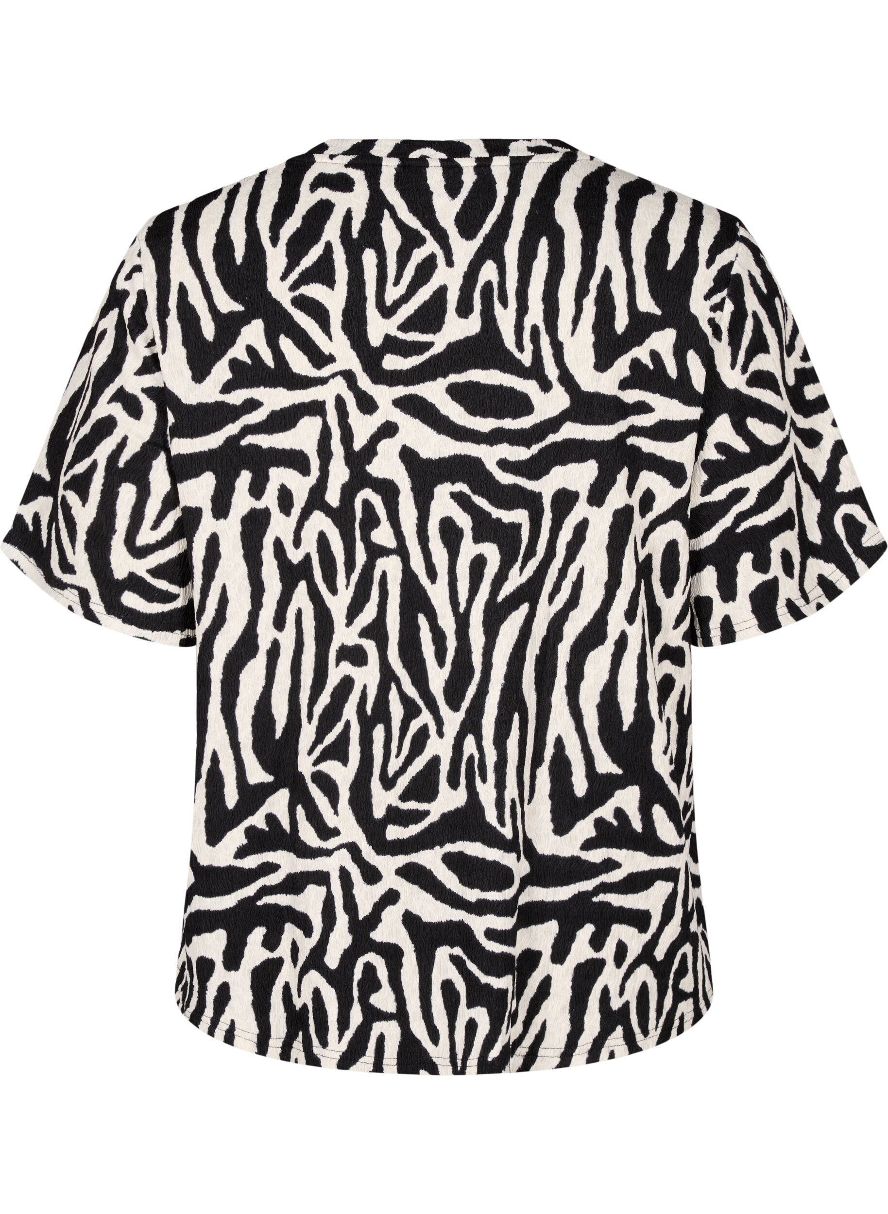 ZizziKurz&auml;rmlige Bluse mit Zebraprint, Schwarz, Packshot image number 1