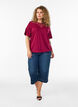 Bluse mit Spitzeneinsatz und Ballon&auml;rmeln, Rot, Model image number 1