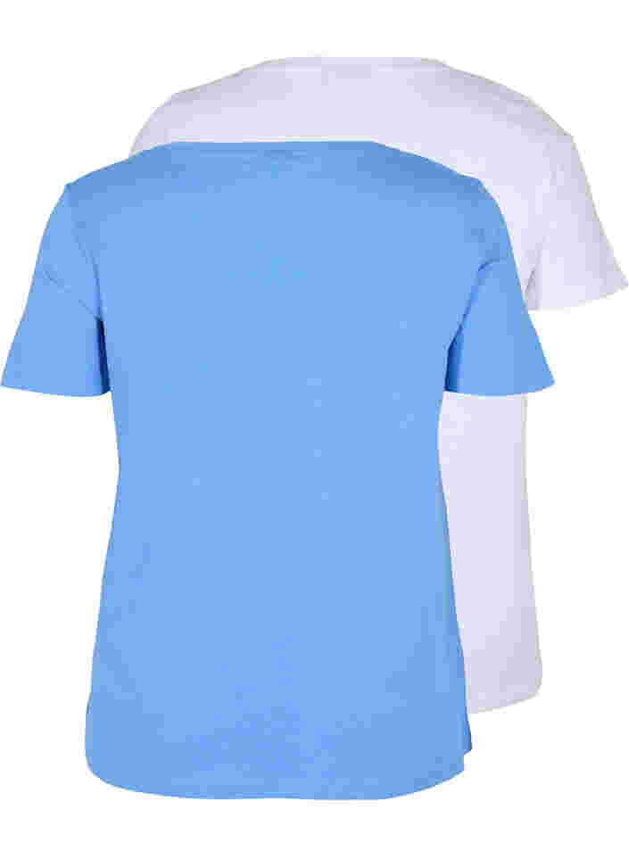 2er-Pack basic T-Shirts aus Baumwolle, Ultramarine/White, Packshot image number 1