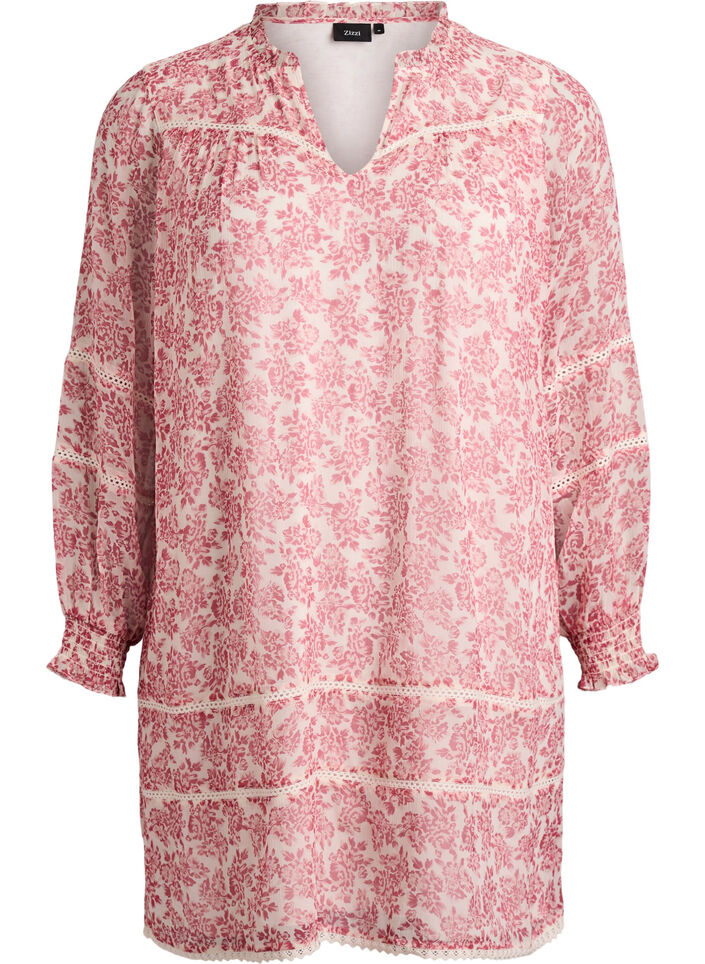 Kurzes Chiffonkleid mit H&auml;kel&shy;details, Rot, Packshot