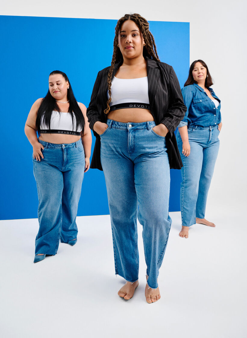 Gerade geschnittene Jeans mit ungesäumten Kanten, Medium Blue, Image image number 0