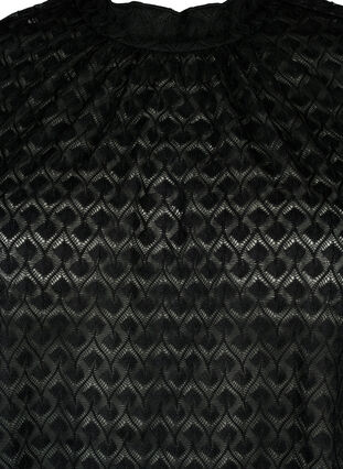 Langärmelige Bluse mit gemusterter Textur, Black, Packshot image number 2