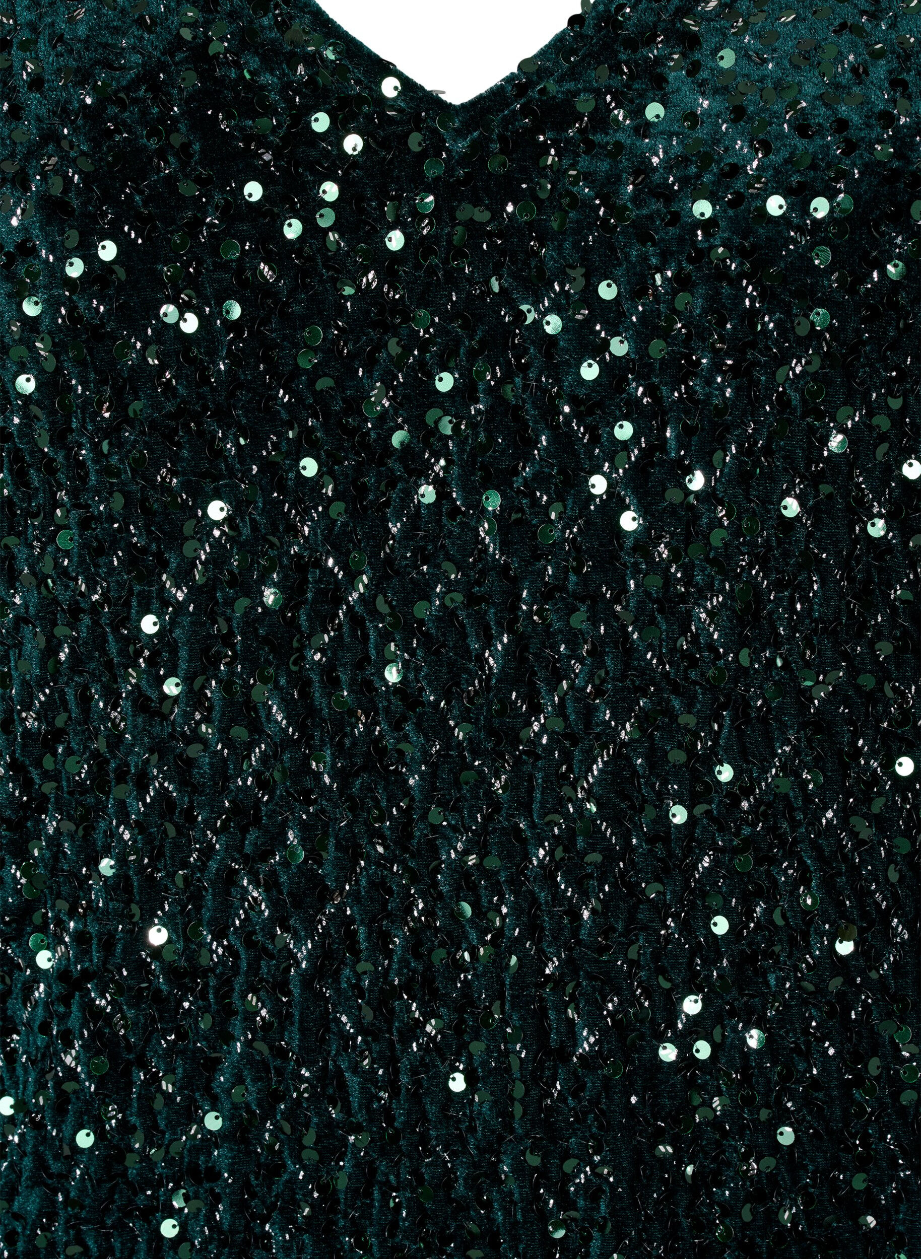 ZizziPaillettenkleid mit V-Ausschnitt und Karomuster, Rain Forest Sequins, Packshot image number 2