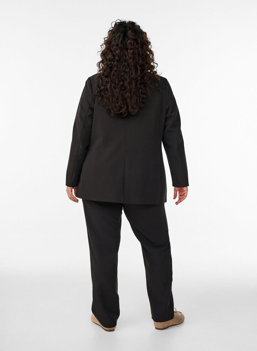 Hose mit Taschen und geraden Beinen, Schwarz, Model image number 1