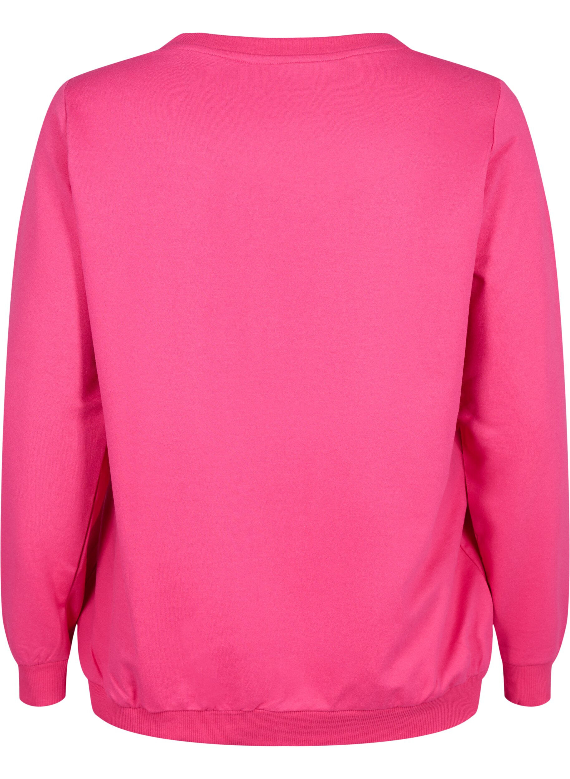 ZizziSweatshirt mit Text, Fuchsia P. W. Reset, Packshot image number 1