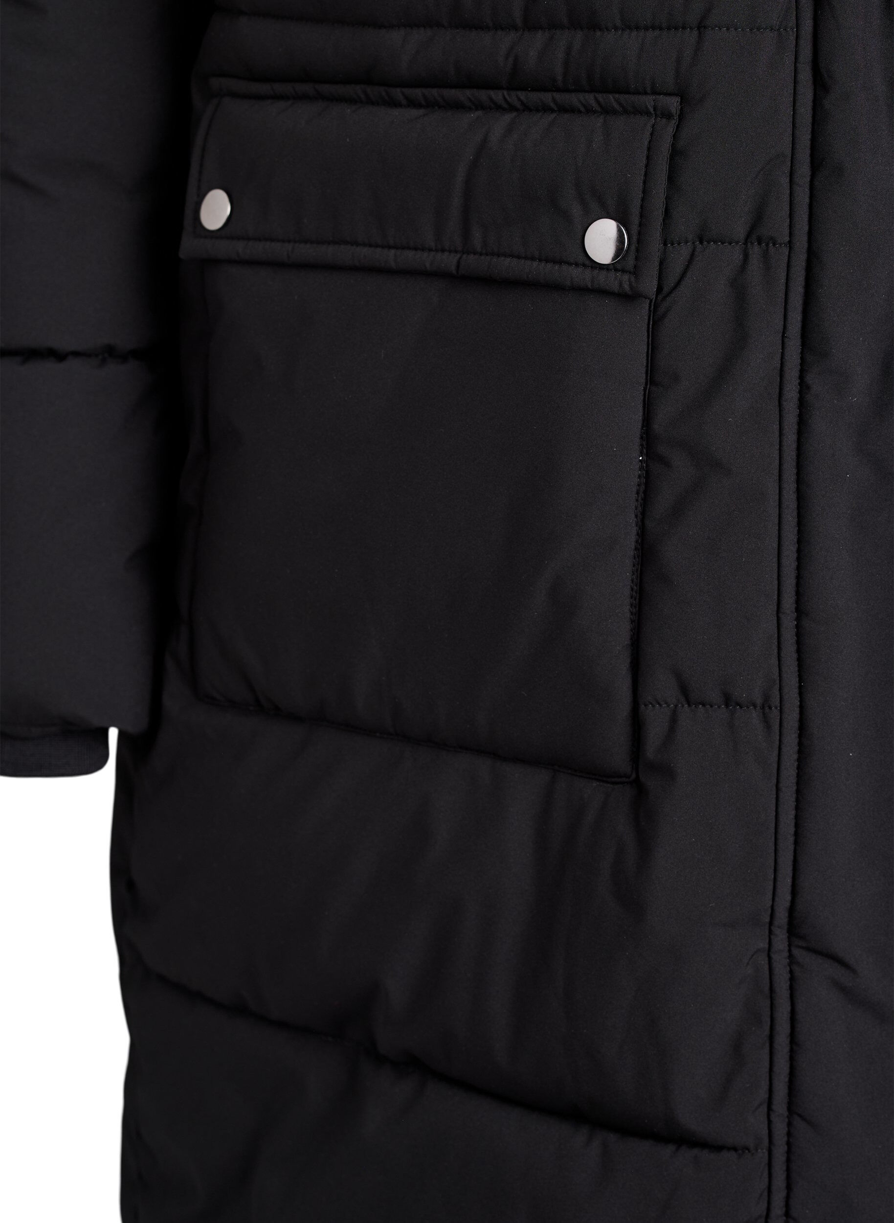 ZizziWasserabweisender Parka mit Kunstpelzkragen, Schwarz, Packshot image number 3