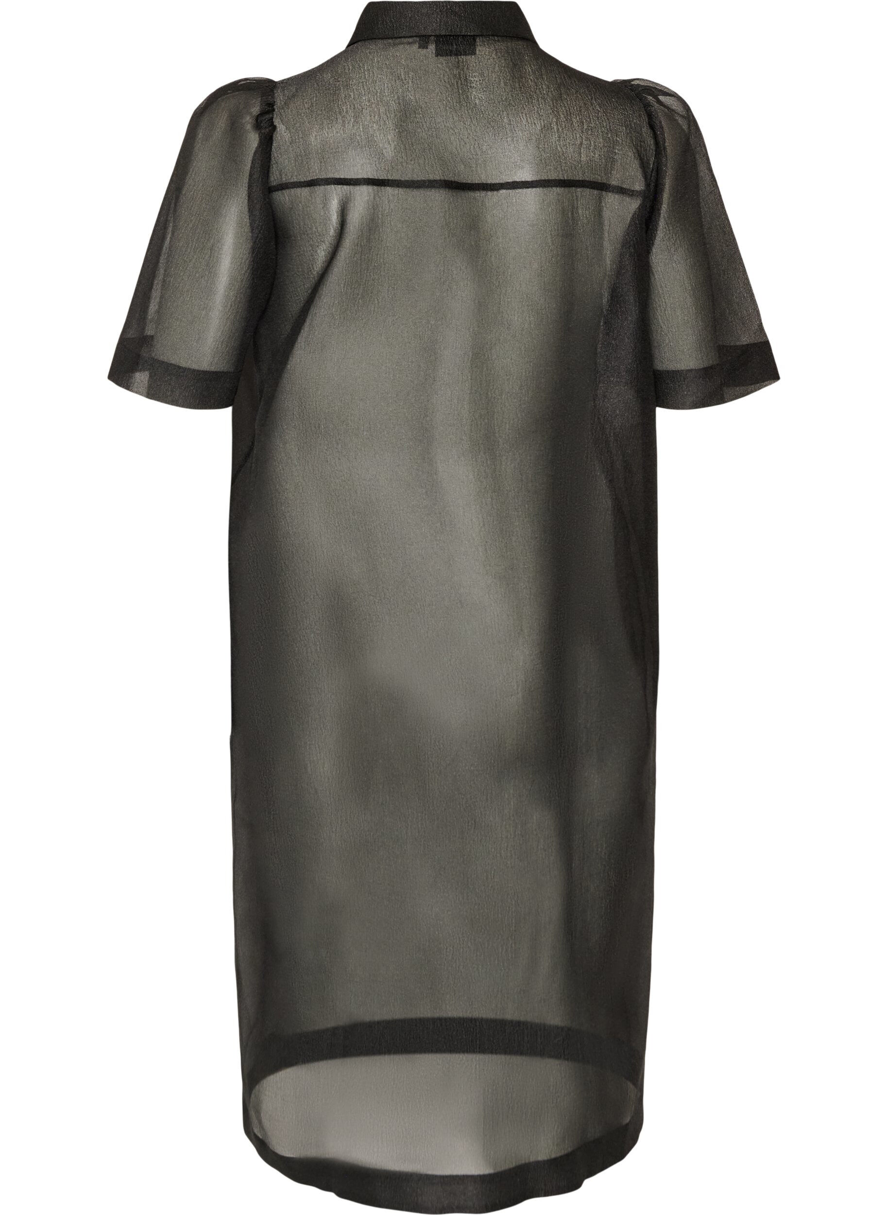 ZizziKleid aus Organza mit Brusttaschen und Puff&auml;rmeln, Schwarz, Packshot image number 1