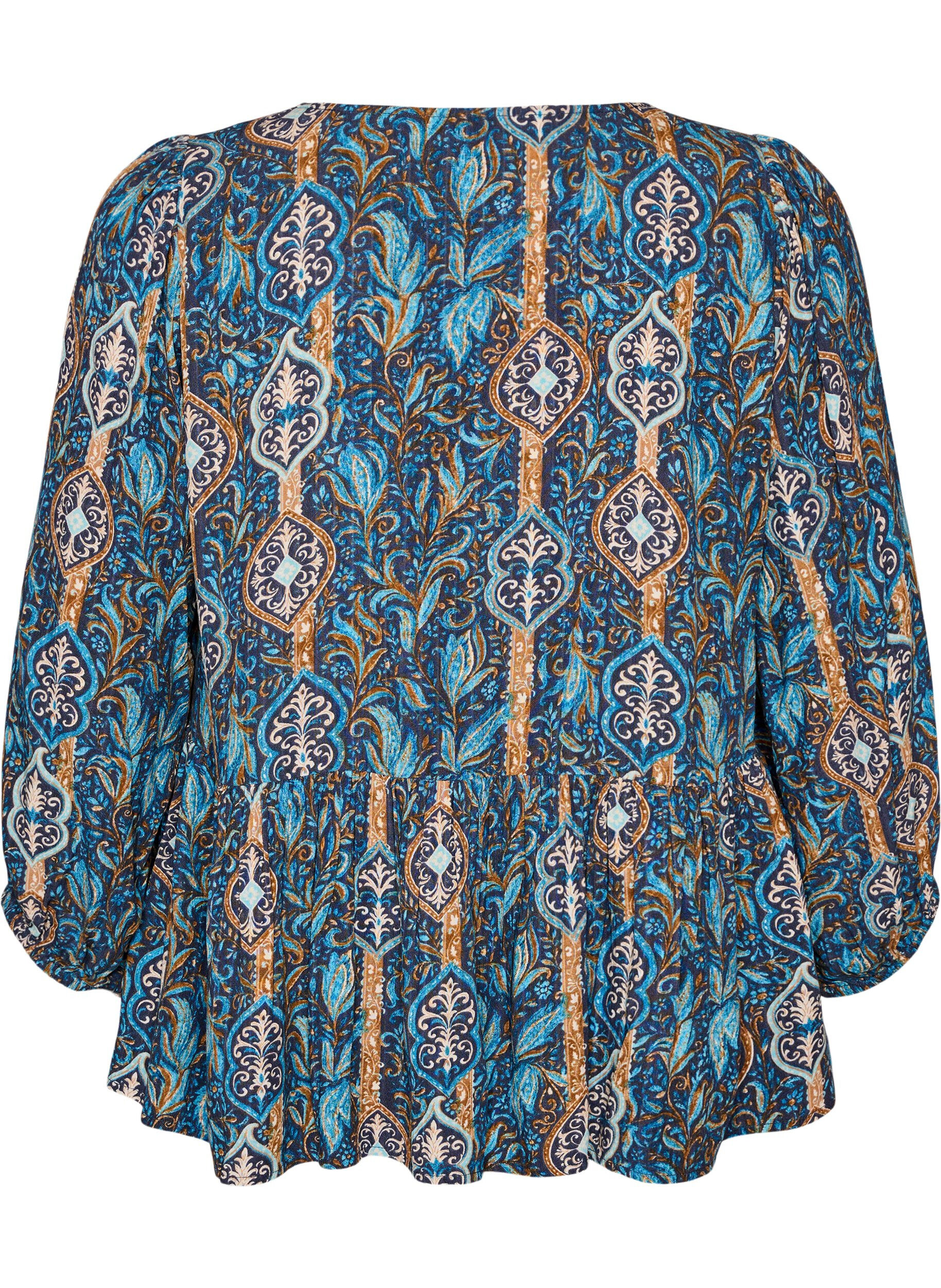 ZizziBluse mit Paisleymuster und Spitzendetails, Blau, Packshot image number 1