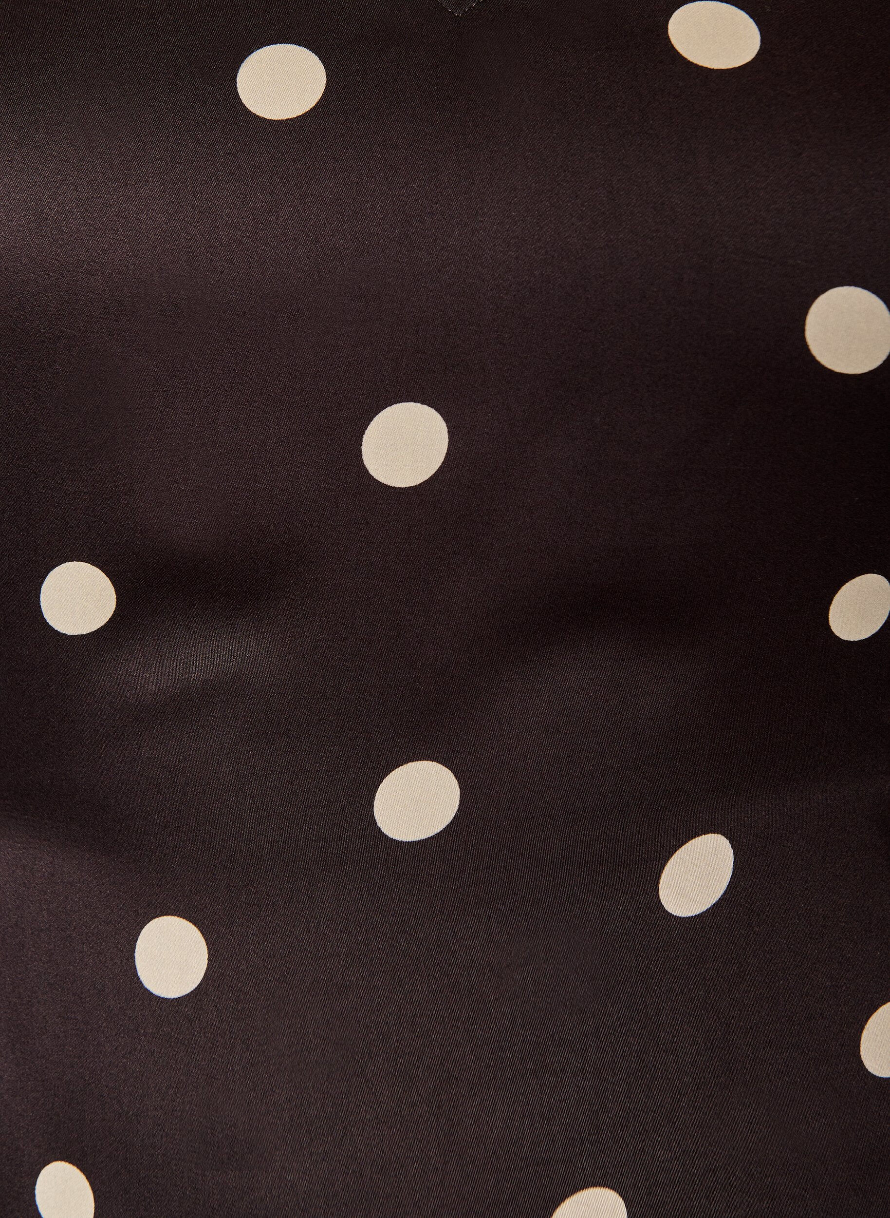 ZizziGepunktete Bluse aus Viskose mit V-Ausschnitt und Bindeband, Braun, Packshot image number 2