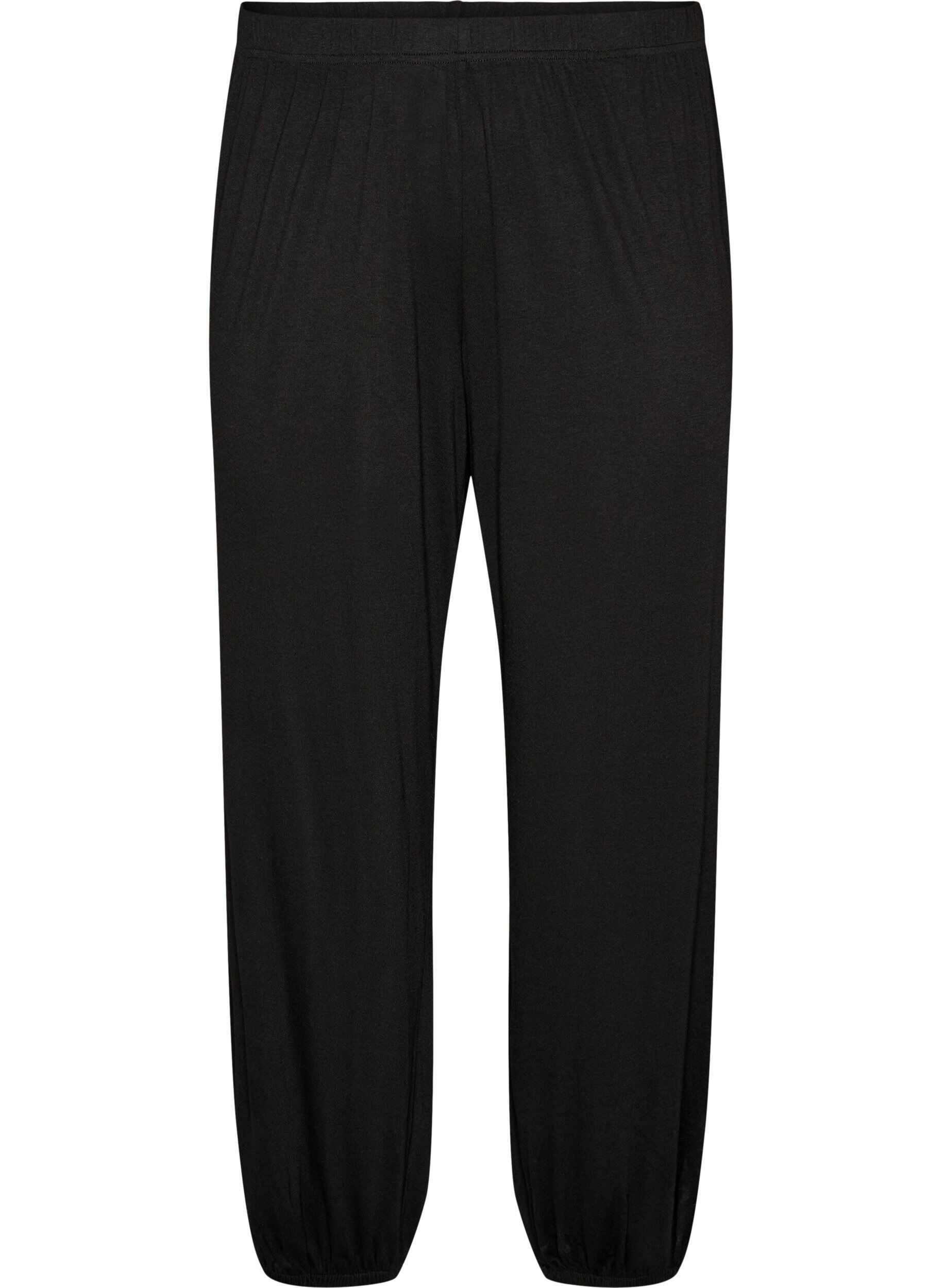ZizziLockere Pyjamahose aus Viskose mit elastischem Bund, Schwarz, Packshot image number 0