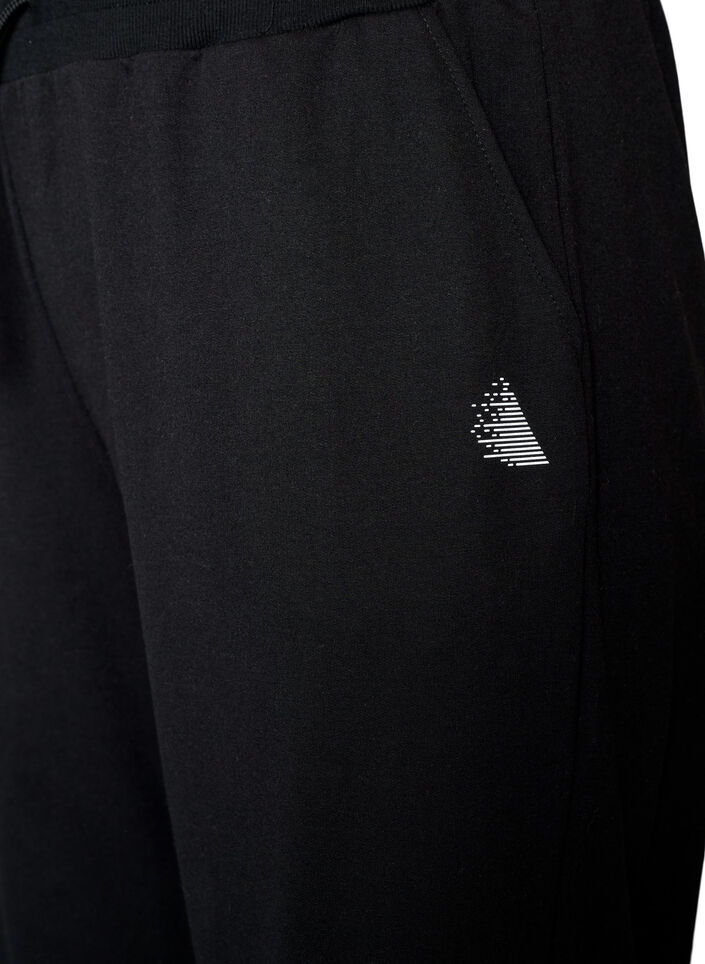 Trainingshose mit weitem Bein und hoher Taille, Schwarz, Packshot image number 2