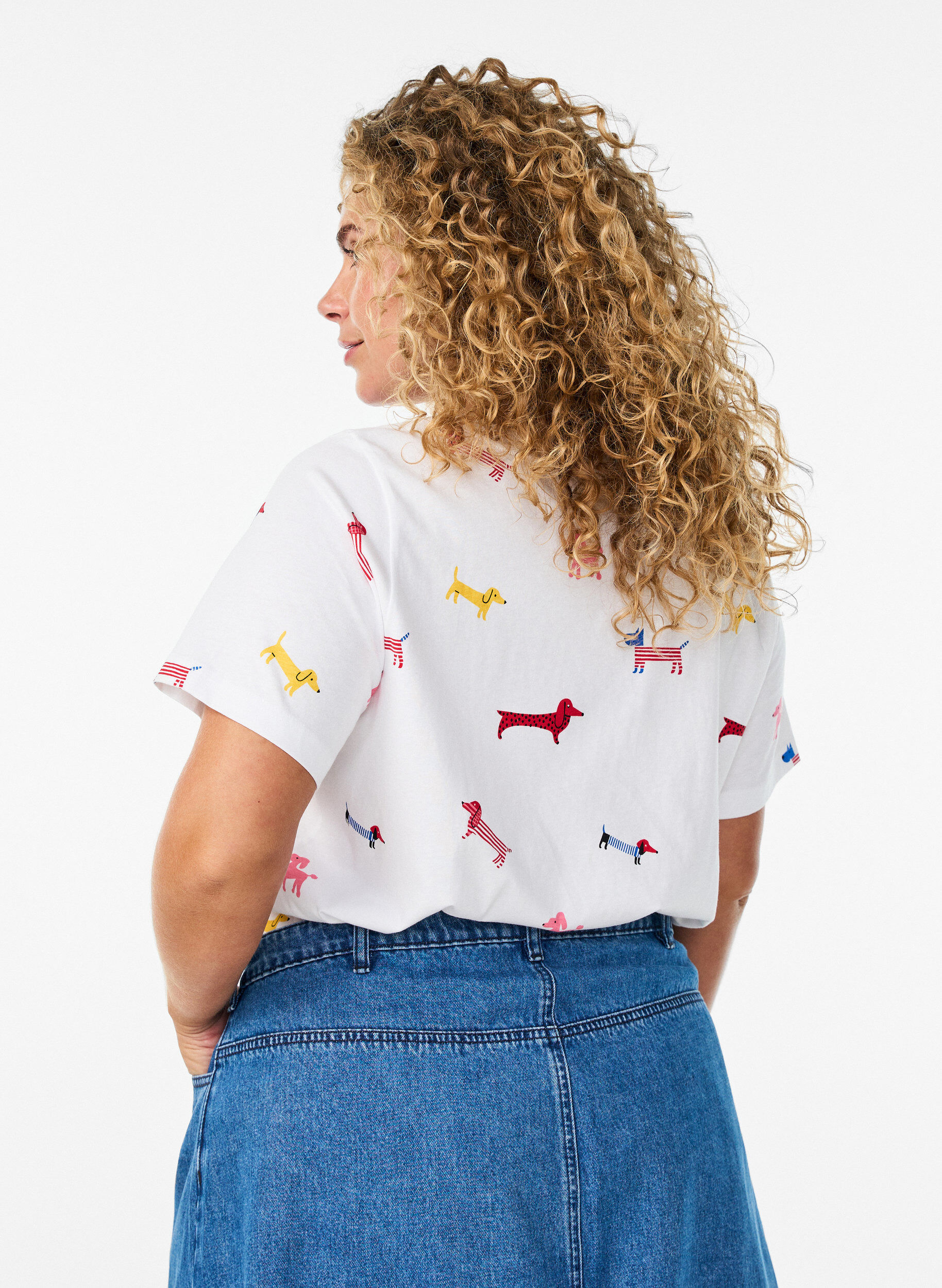 ZizziT-Shirt aus Baumwolle mit Hunde-Print, Wei&szlig;, Model image number 2