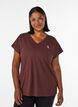 Lockeres Trainings-T-Shirt mit V-Ausschnitt, Braun, Model image number 0