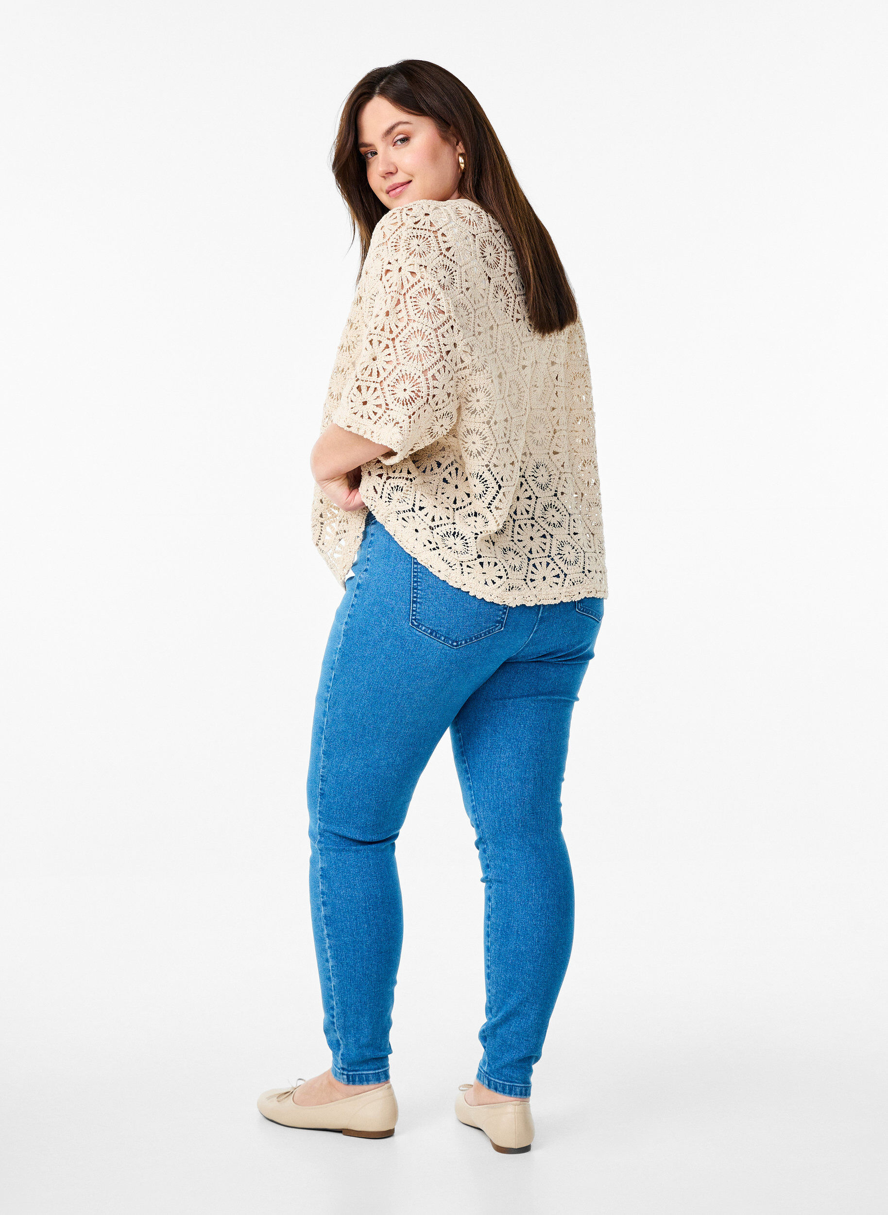 ZizziElastische Jeggings mit hoher Taille, Blau, Model image number 1