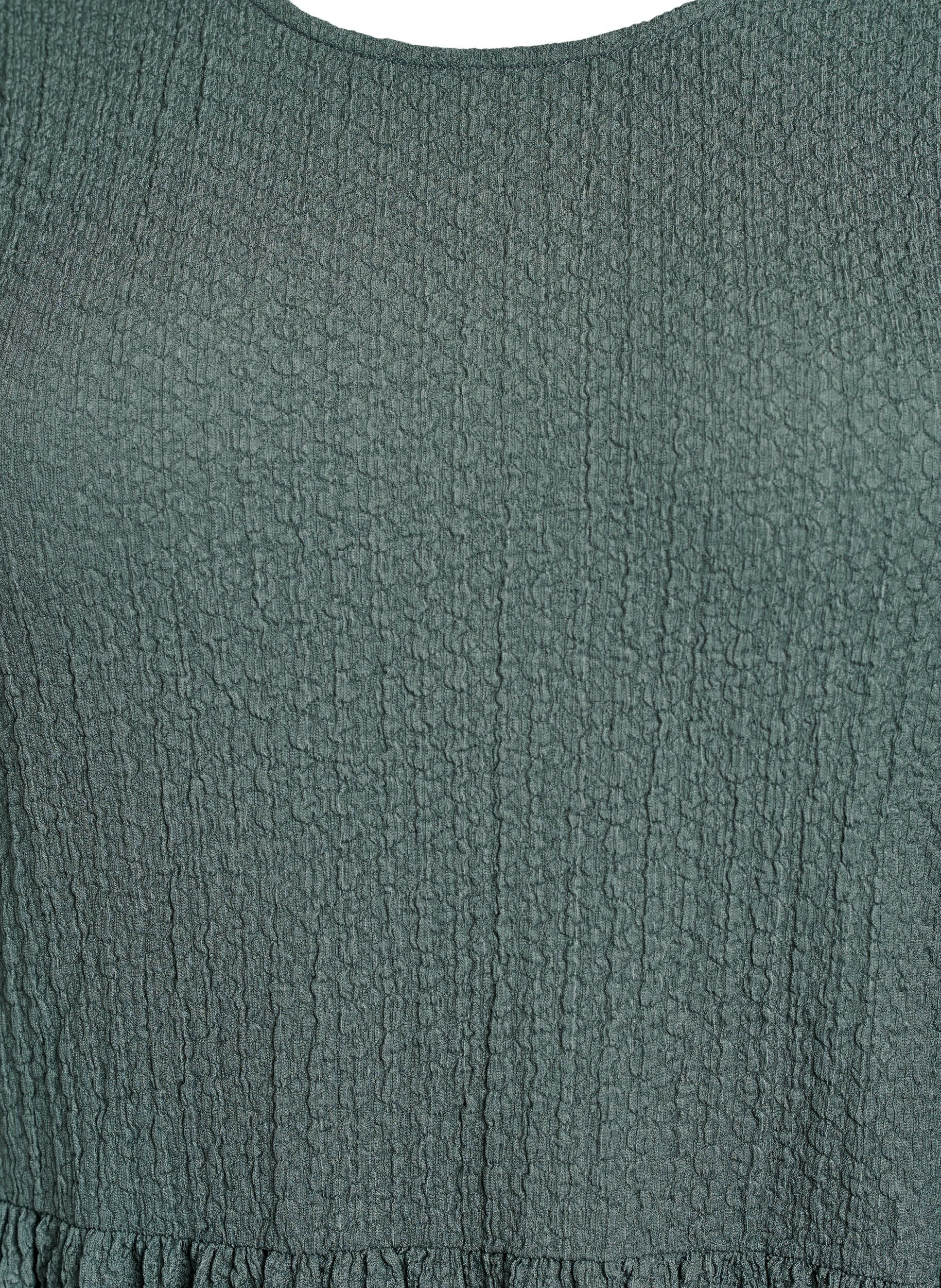 ZizziFLASH - Kurzes Kleid aus strukturiertem Stoff mit 3/4-&Auml;rmeln, Gr&uuml;n, Packshot image number 2