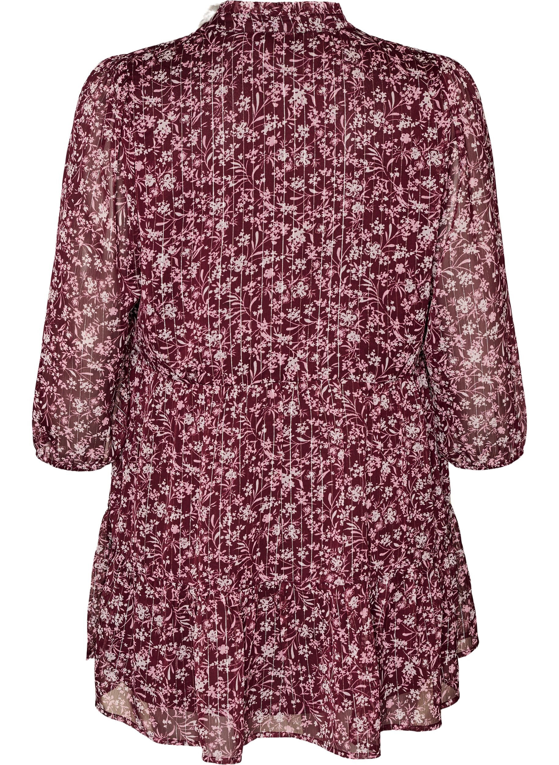 ZizziTunika mit Blumenmuster und Glitzerf&auml;den, Rot, Packshot image number 1