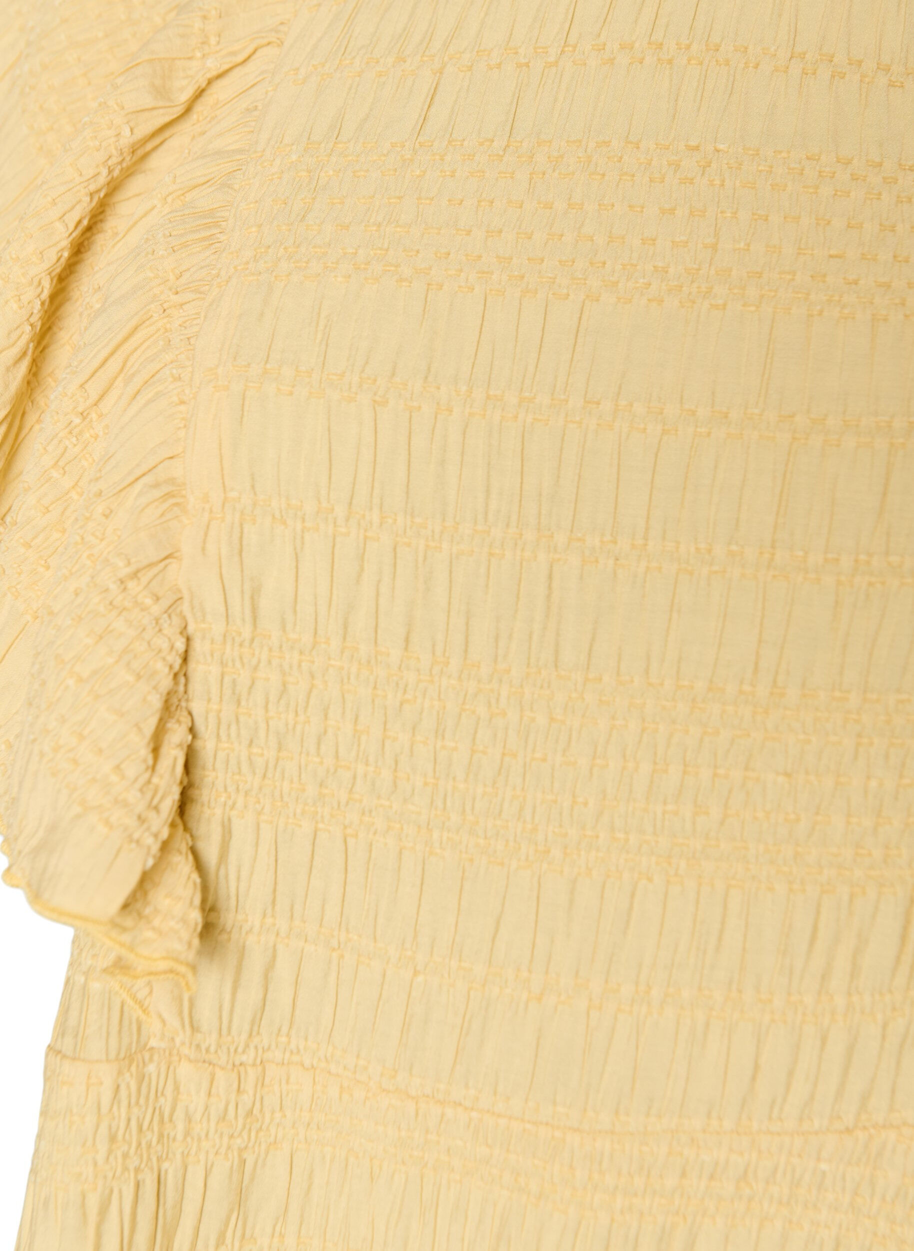 ZizziBluse mit gesmokter Textur und R&uuml;schen&auml;rmeln, Gelb, Packshot image number 2