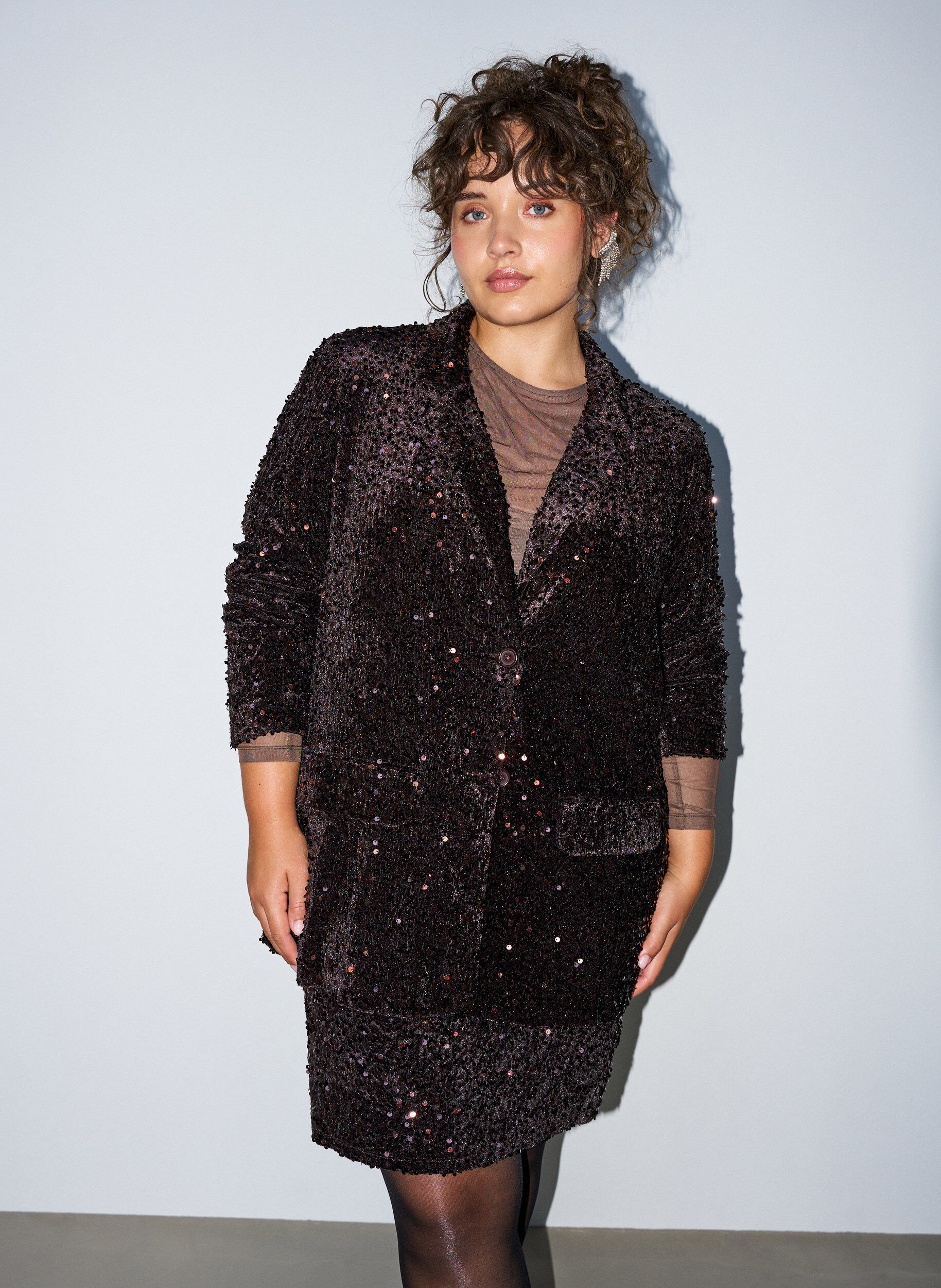 ZizziBlazer mit Pailletten, Braun, Model image number 0
