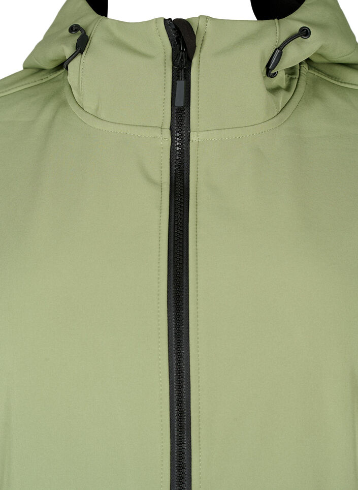 Kurze Softshell-Jacke mit Taschen, Oil Green, Packshot image number 2