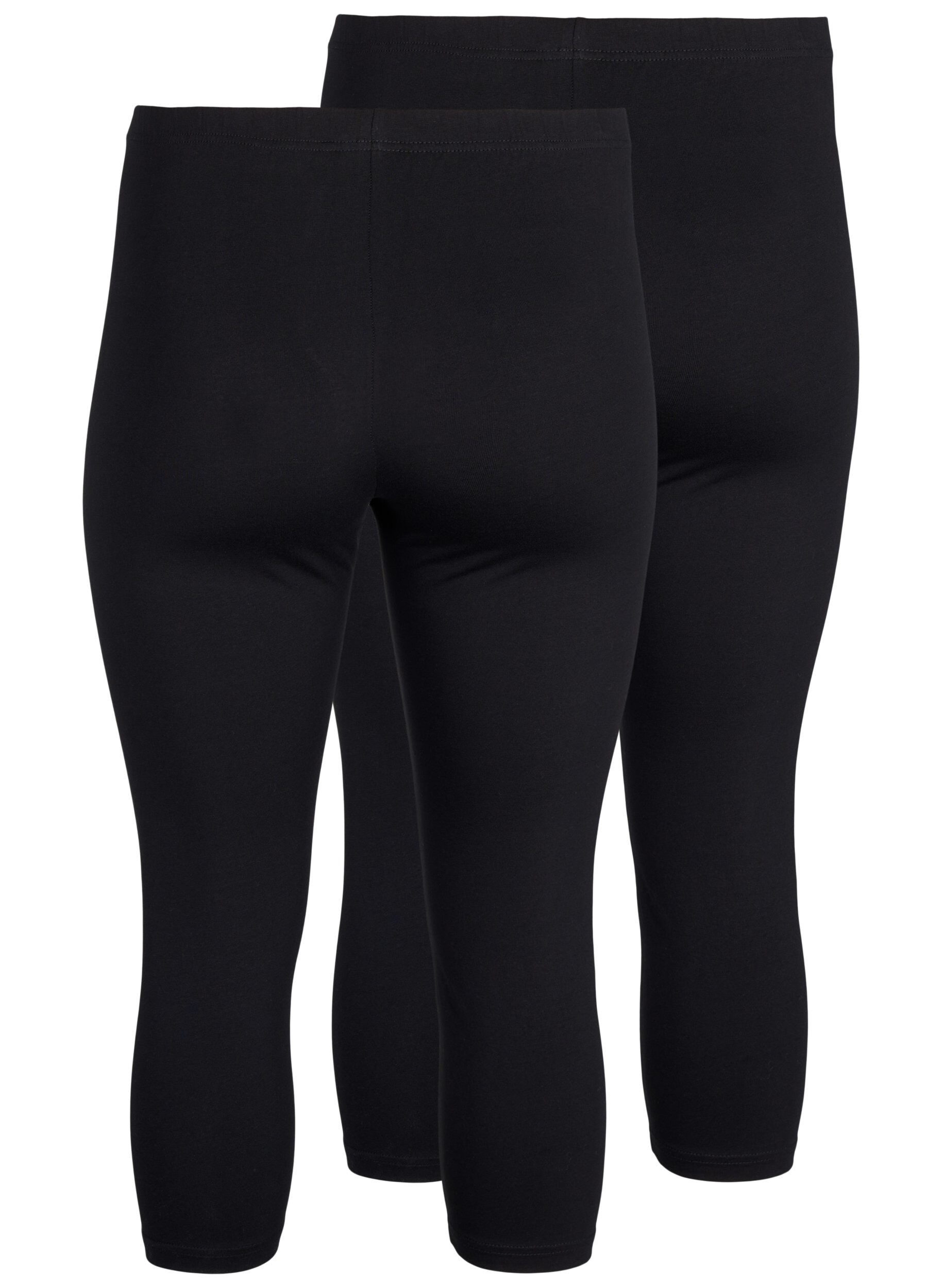 ZizziFLASH &ndash; 2-pack 3/4-Leggings aus Baumwolle, Schwarz, Packshot image number 1