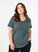 Einfarbiges Basic-T-Shirt aus Baumwolle, Gr&uuml;n, Model image number 0