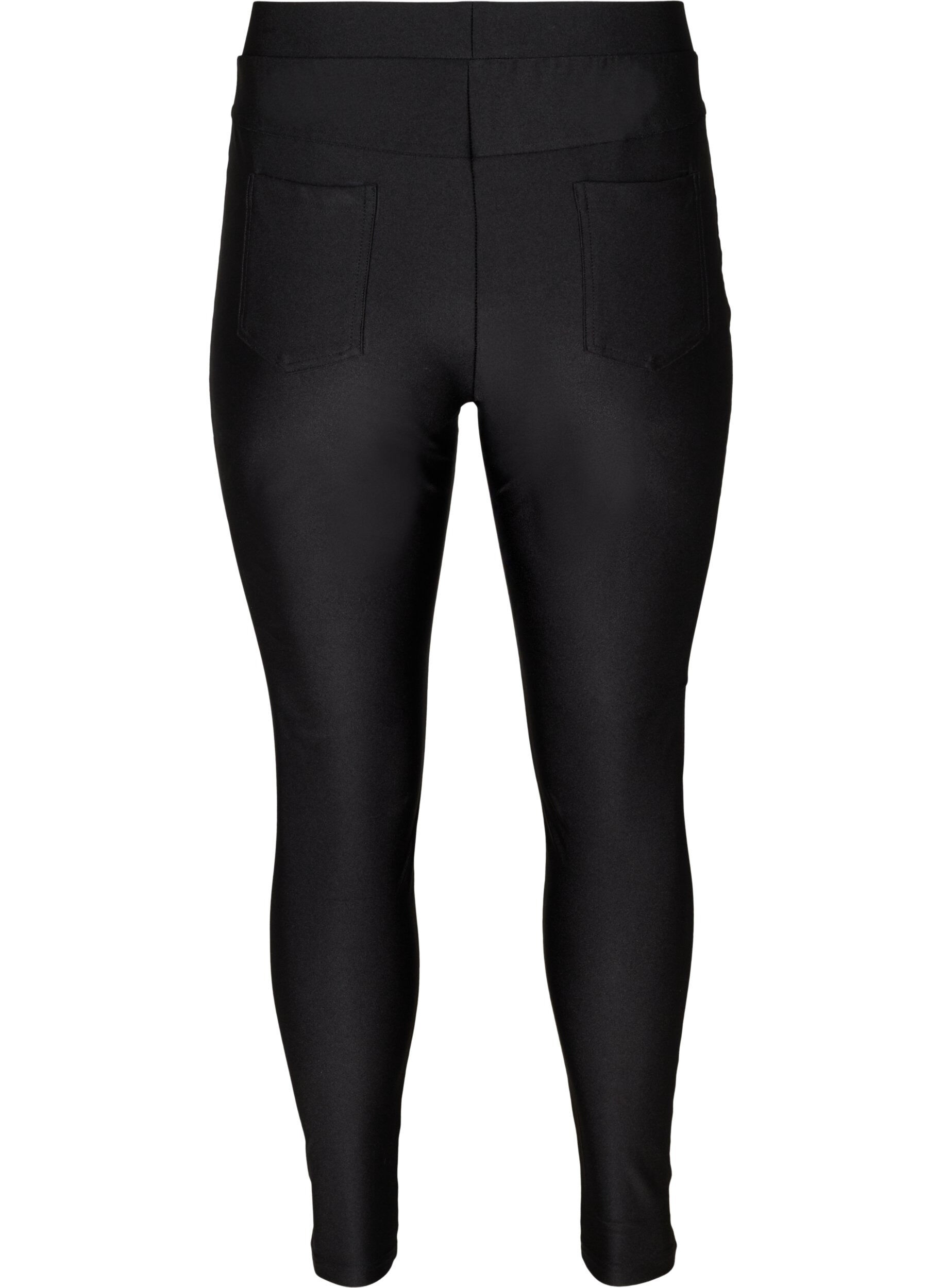 ZizziShiny Leggings mit Taschen hinten und 7/8-L&auml;nge, Black, Packshot image number 1