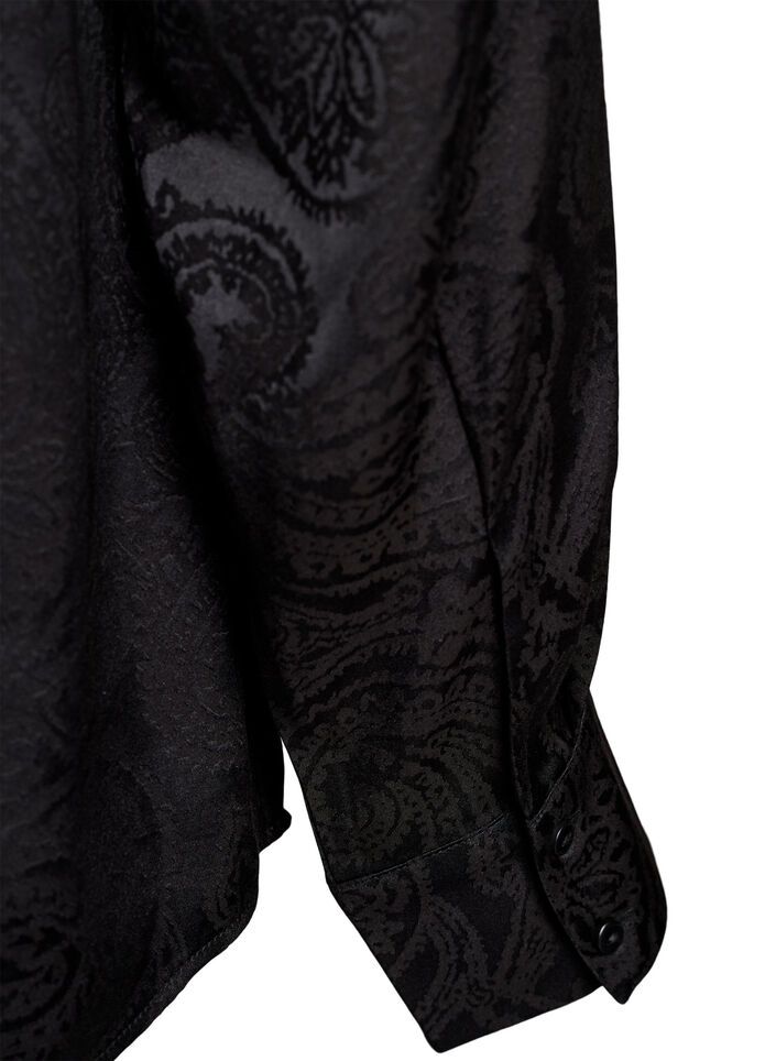 Bluse mit Ton-in-Ton Paisleymuster, Schwarz, Packshot image number 3
