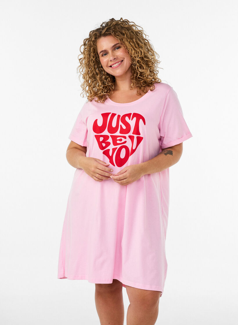 Kurz&auml;rmeliges Nachthemd aus Bio-Baumwolle, Pink, Model image number 0