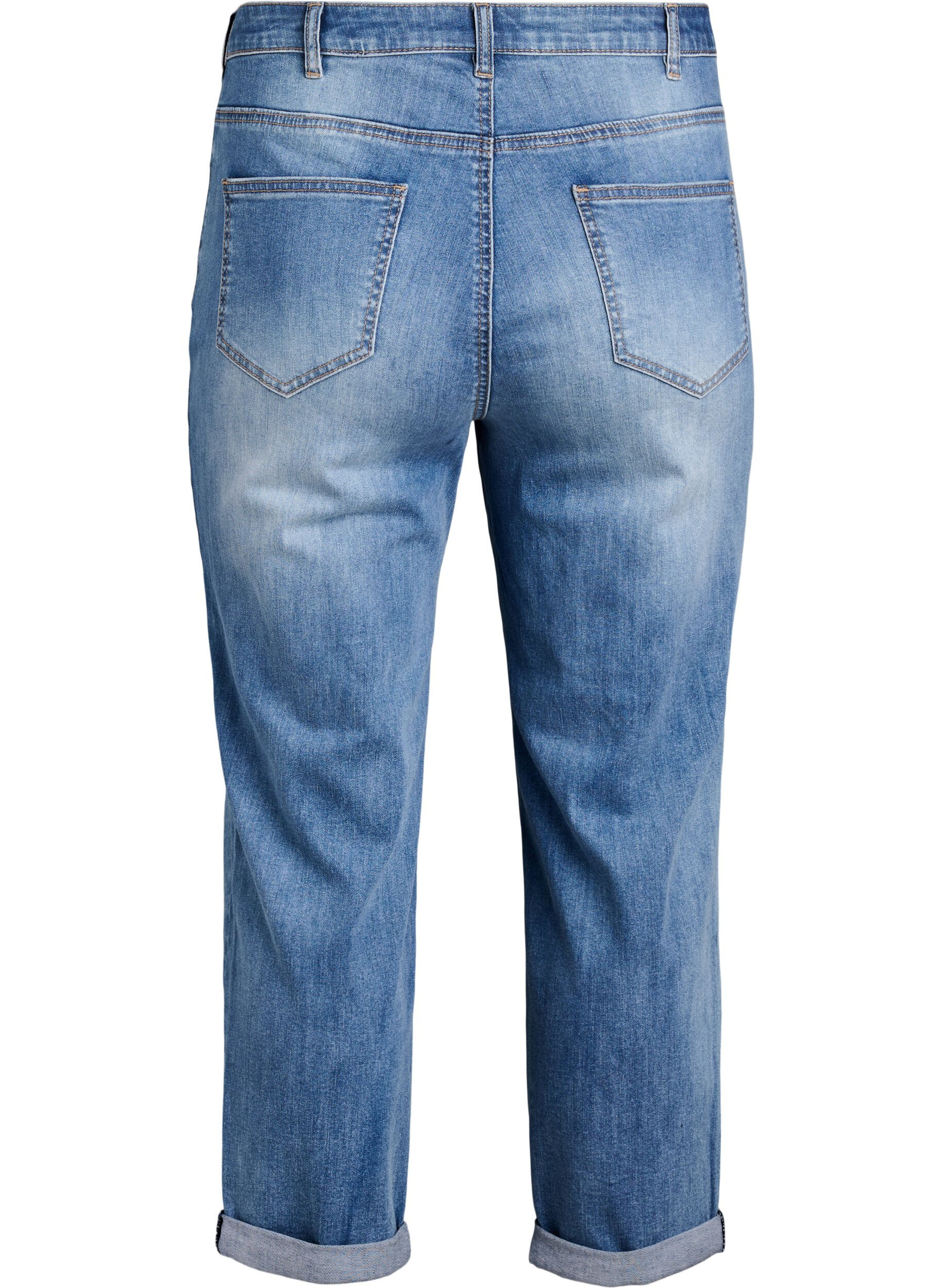 Zizzi7/8-Jeans mit Umschlag und hoher Taille, Blau, Packshot image number 1