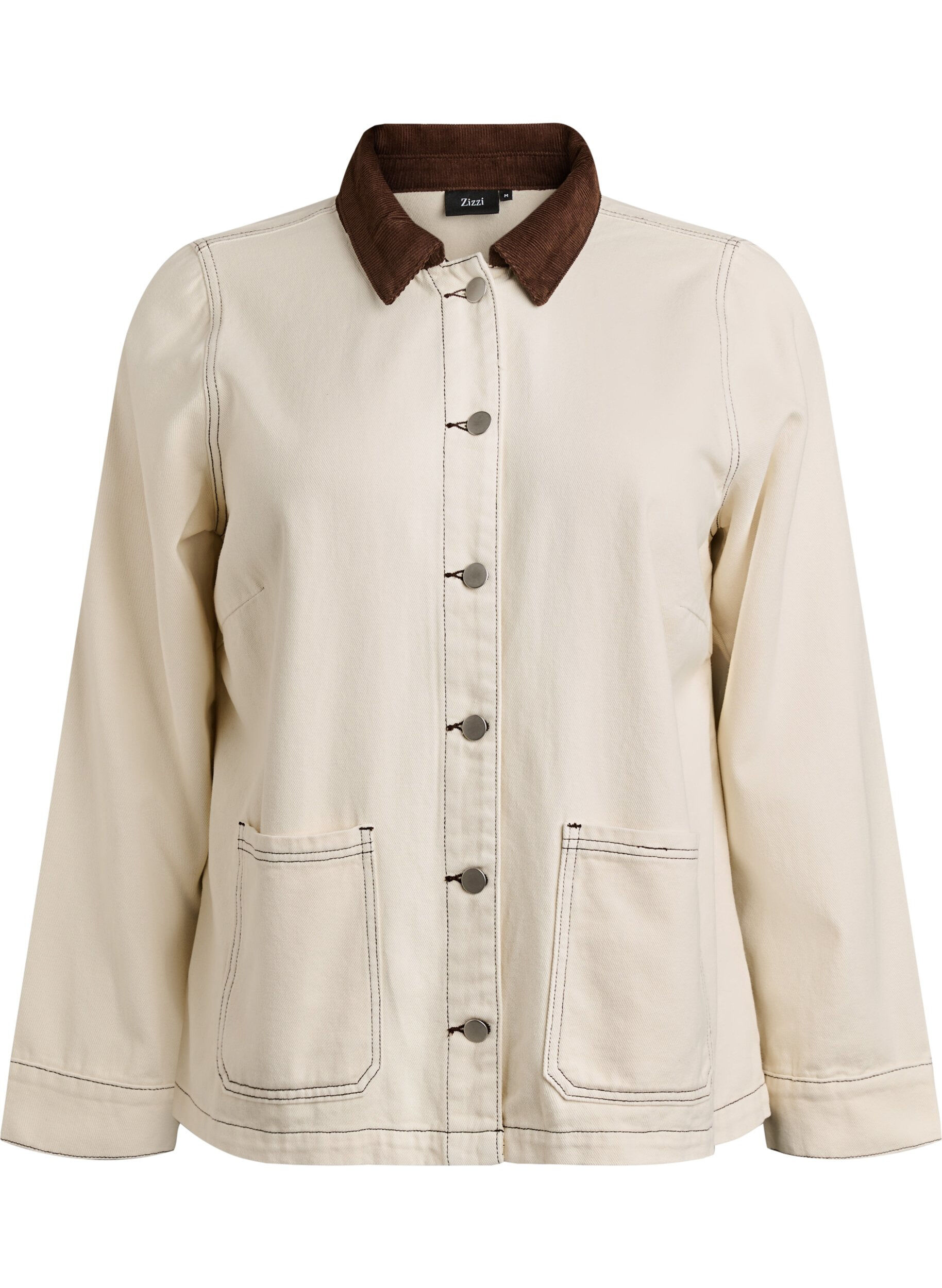 ZizziFarbige Jeansjacke mit Kontrastkragen, Vanille, Packshot image number 0