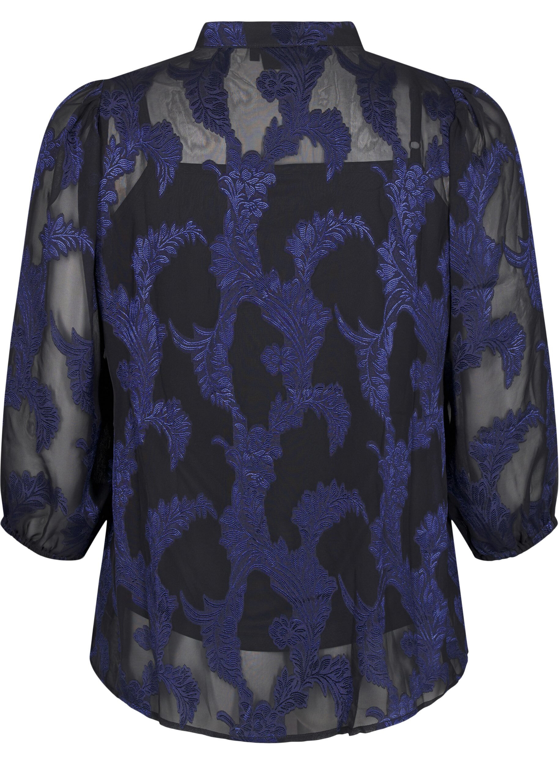 ZizziChiffonbluse mit Jacquardmuster, Evening Blue, Packshot image number 1