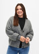 Melange-Strickjacke aus Feinripp, Light Grey Melange, Model image number 0