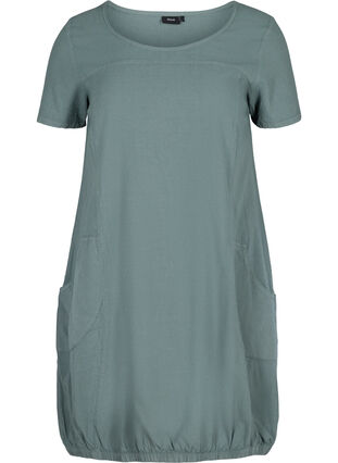 Kurzarm Kleid aus Baumwolle, Balsam Green, Packshot image number 0