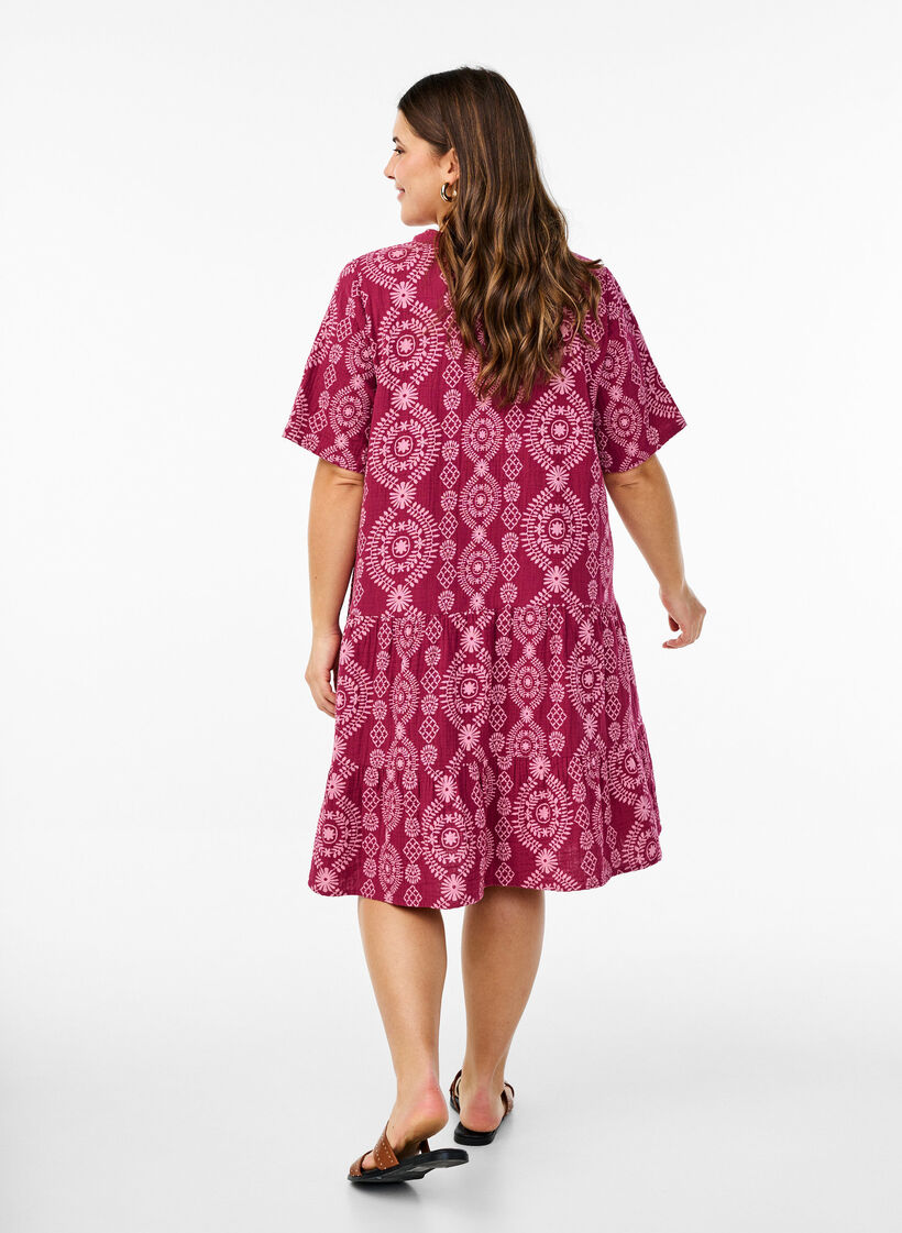 Kurzes Kleid aus Baumwollmusselin mit Muster, 9992, Model image number 2