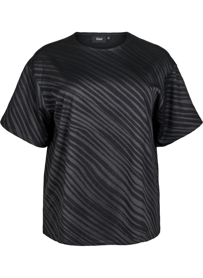 Oversize-Bluse mit Muster, Schwarz, Packshot image number 0