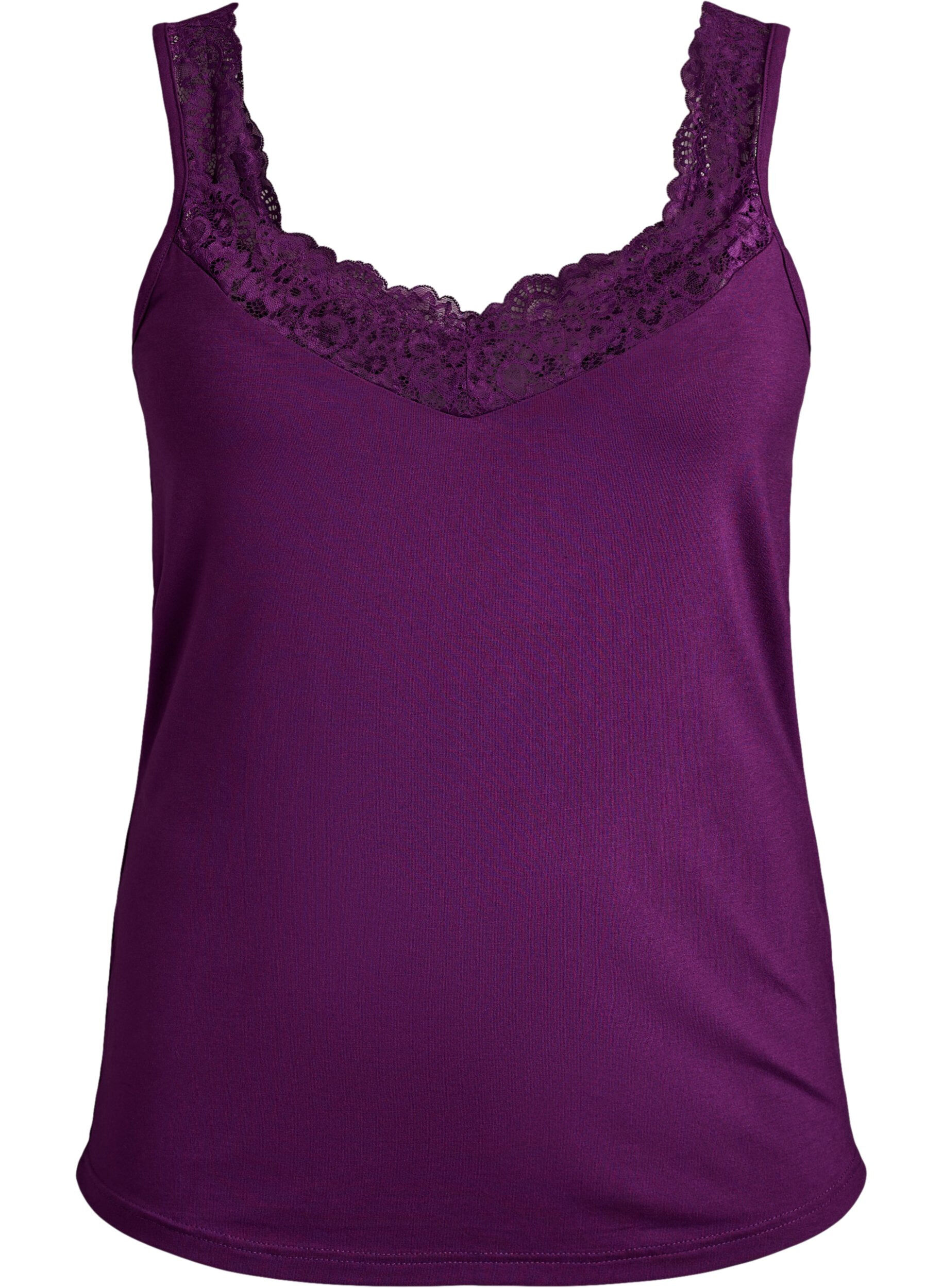 ZizziTop aus Viskose mit Spitze, Lila, Packshot image number 0