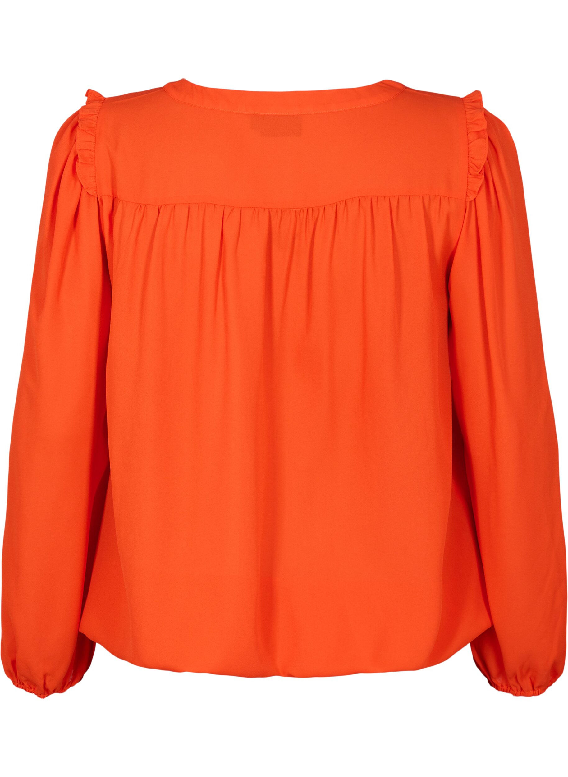 ZizziLang&auml;rmlige Bluse mit R&uuml;schendetails, Orange.com, Packshot image number 1