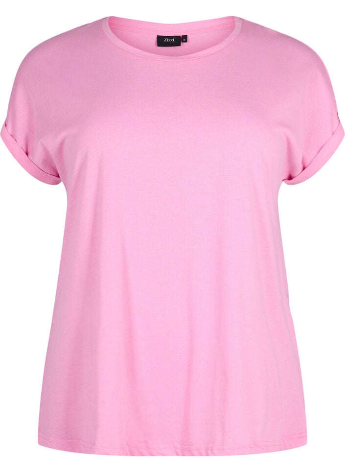 Kurz&auml;rmeliges T-Shirt aus einer Baumwollmischung, Pink, Packshot image number 0