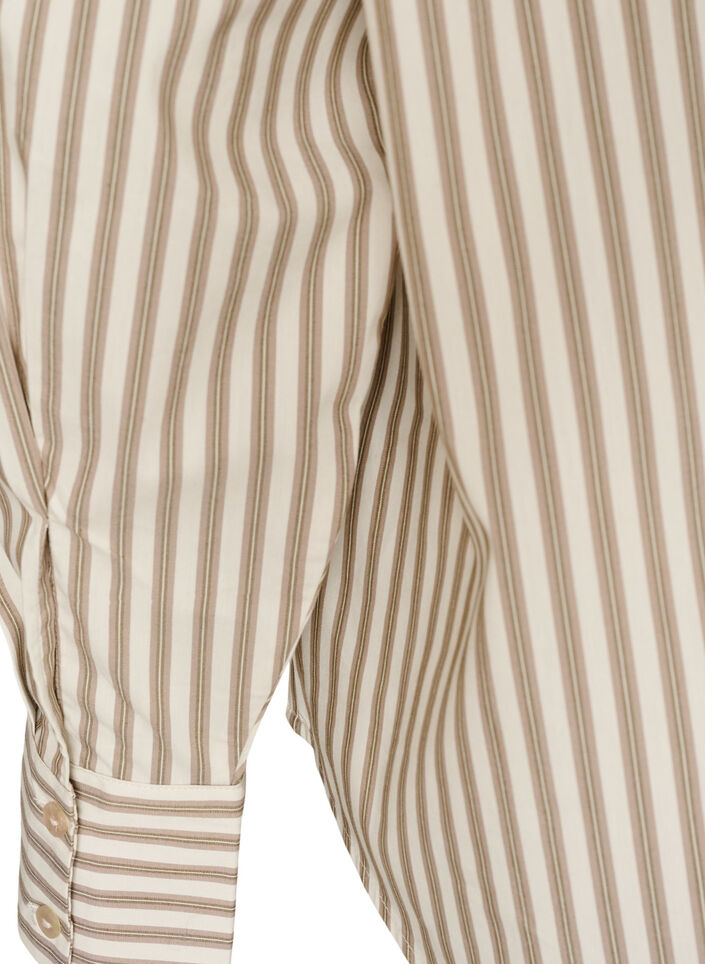 Gestreiftes Hemd mit abnehmbarer Schluppe, Beige, Packshot image number 3