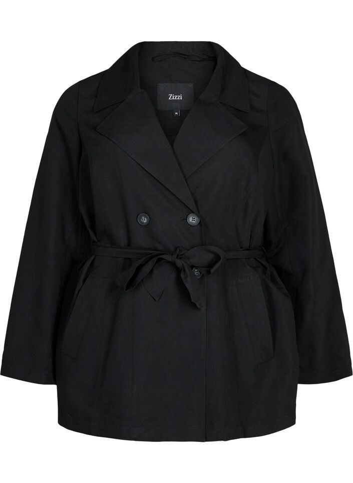 Trenchcoat mit Gürtel und Taschen, Black, Packshot image number 0