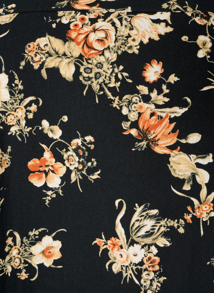 Kurzes Baumwollkleid mit Gummisaum und langen &Auml;rmeln, Schwarz, Packshot image number 2