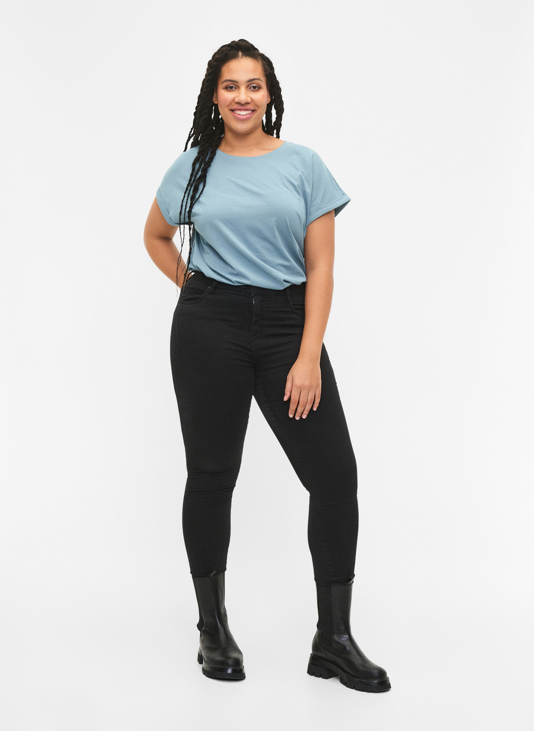 Zizzi2er-Pack kurz&auml;rmlige T-Shirts, Blau, Model image number 1