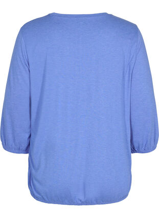 Einfarbige Bluse mit 3/4-Ärmel, Ultramarine Mel, Packshot image number 1