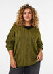 Bluse aus Strick mit Zopfmuster und V-Ausschnitt, Gr&uuml;n, Model image number 0