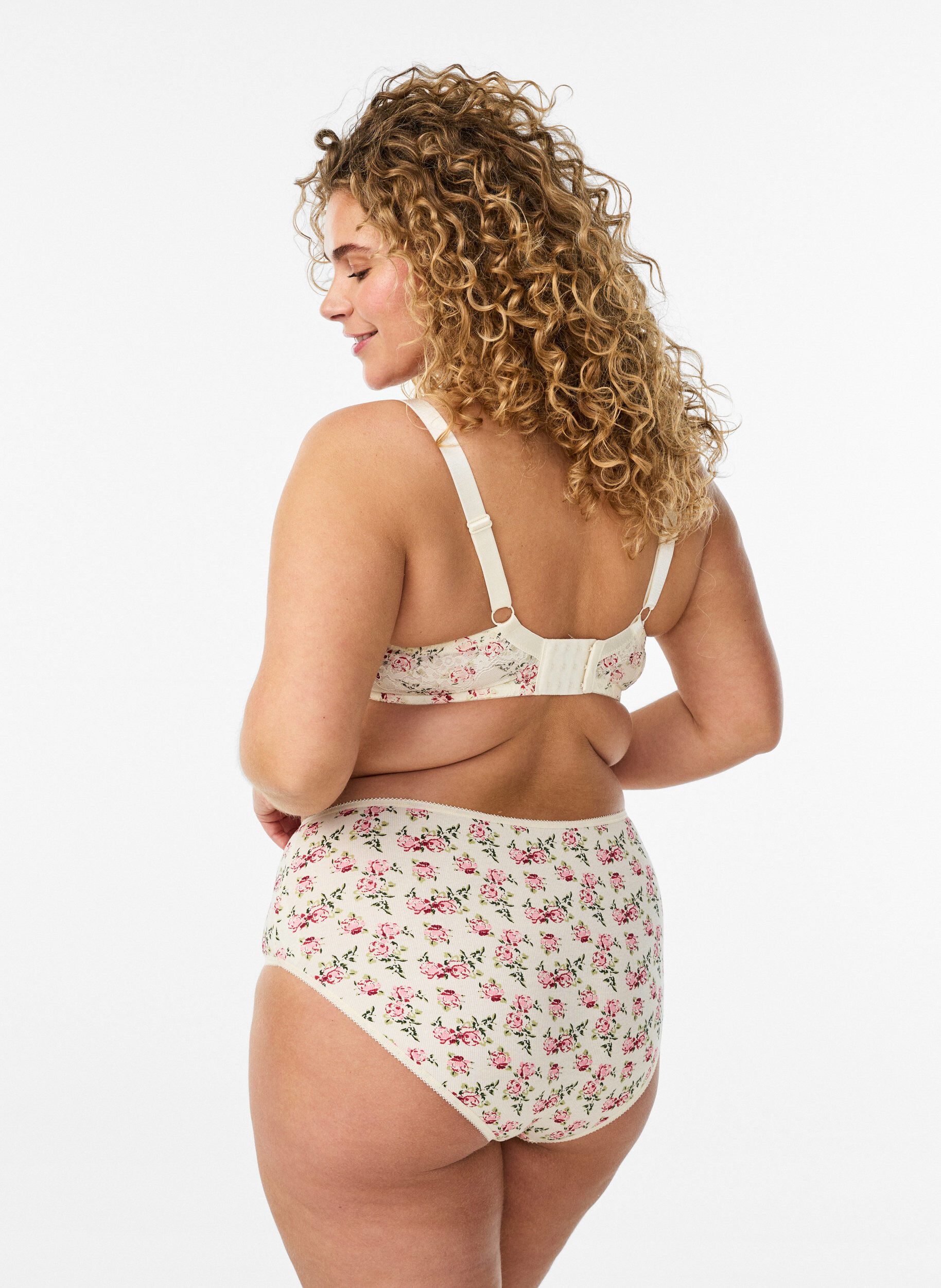 Zizzi5er-Pack Slip aus gerippter Baumwolle, Vanille, Model image number 2