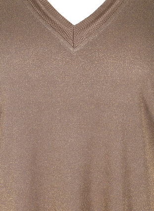 Schimmer T-Shirt mit V-Ausschnitt, Golden, Packshot image number 2